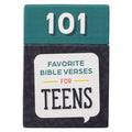 Book titled '101 Favorite Bible Verses for Teens' with a teal and black design.
