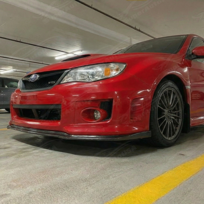 Direct front-facing view of the carbon fiber print splitter for 2011-2014 WRX