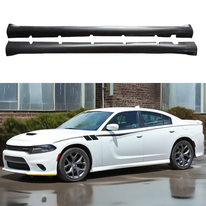 2011-2023 Dodge Charger - SRT Style Side Skirts Replacements - Unpainted Matte Black