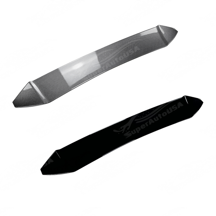 Visual comparison between gloss black and carbon print rear roof visors for 86/BRZ