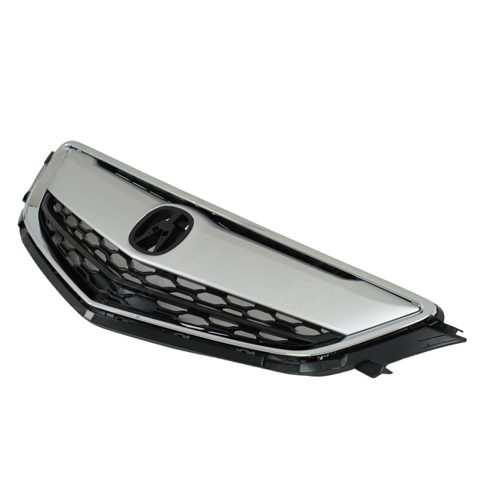 Direct front-facing view of the SuperAutoUSA premium silver replacement grille for 2015-2017 Acura TLX