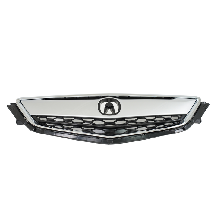 Standalone view of the uninstalled SuperAutoUSA silver front bumper grille for Acura TLX