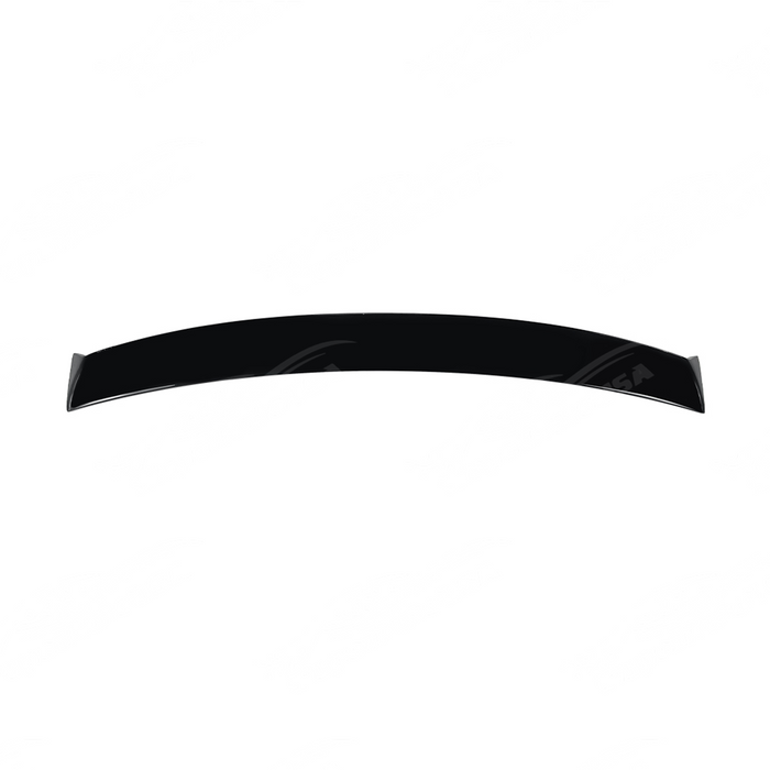 Close-up of the mirror-finish gloss black coating on the VA chassis rear window trim