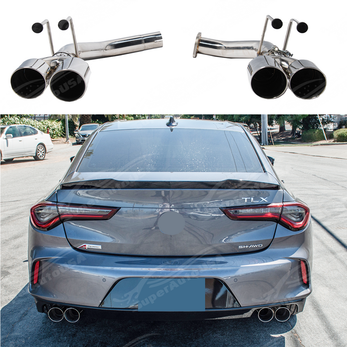Stainless steel muffler delete quad tips axle back exhaust on a 2021+ Acura TLX