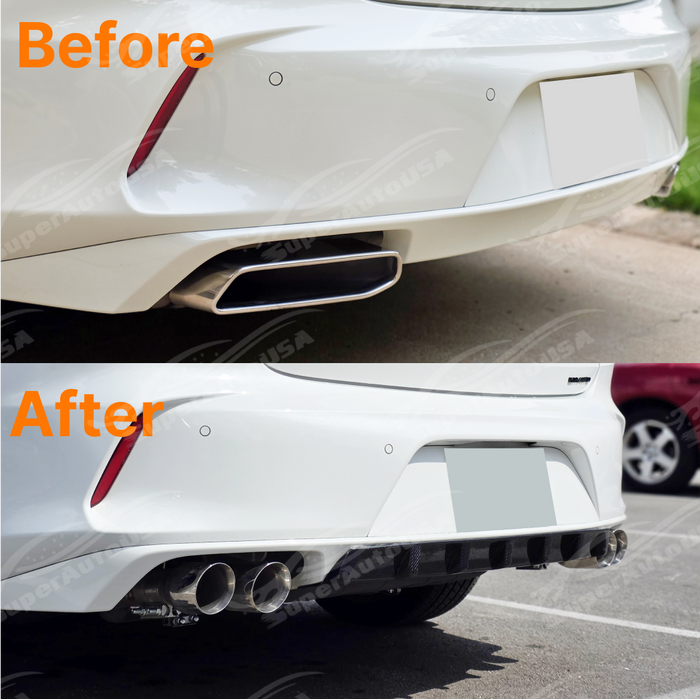 Sporty accent provided by muffler delete quad tips on Acura TLX comparsion