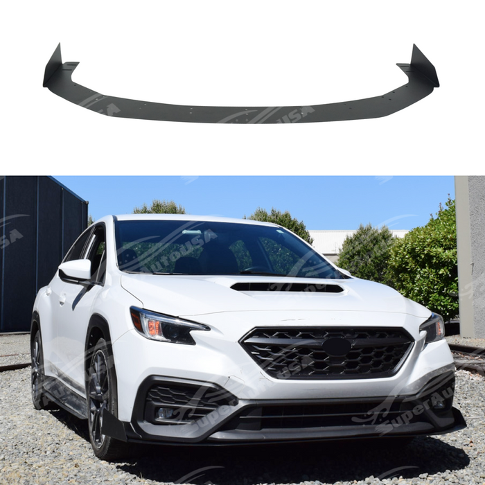 Adjustable aluminum front lip front splitter on a 2021 Subaru WRX VB