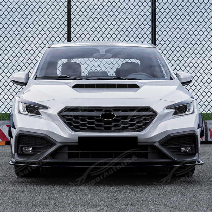 Direct front-facing view of the aerodynamic winglets for the 2022-2026 Subaru WRX bumper