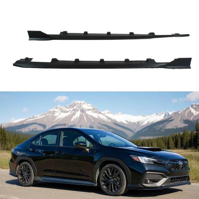 Side body skirt splitter installed on a 2021 Subaru WRX VB