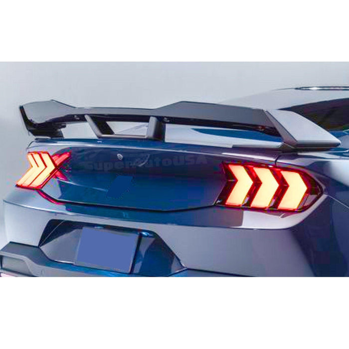 2025 Ford Mustang GT Gloss Black Dark Horse Style Decklid Spoiler with Gurney Flap SuperAutoUSA