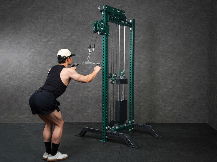 Gym Plus 360° Adjustable Angle Cable Handle Attachment Set a man performing lat pulldown