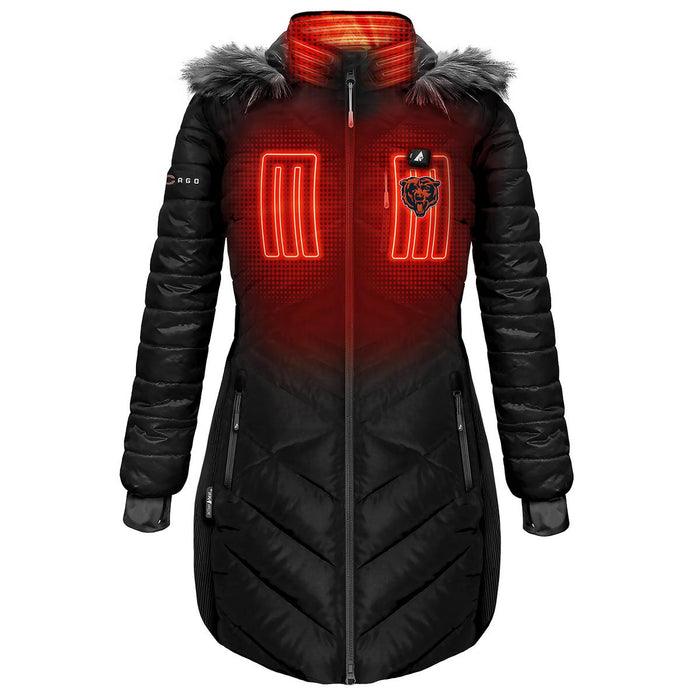 ActionHeat Chicago Bears 5V Women's Long Puffer Battery Heated Jacket