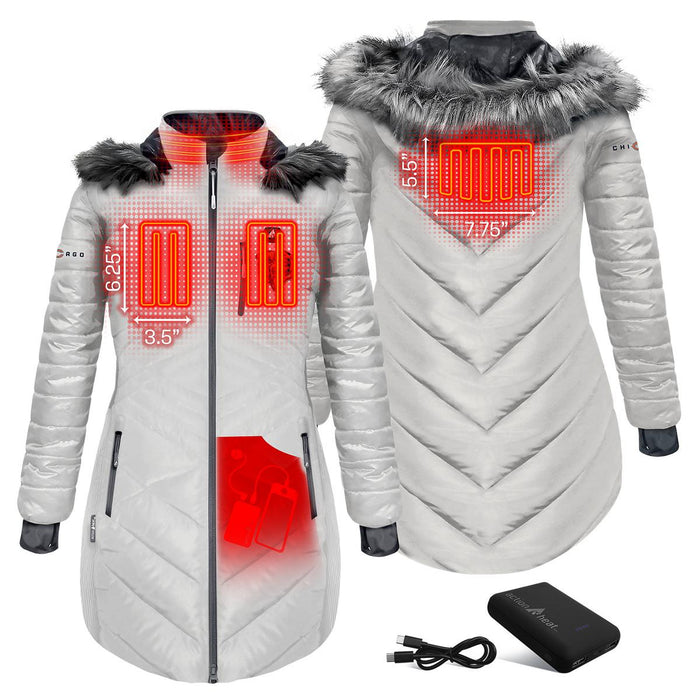 ActionHeat Chicago Bears 5V Women's Long Puffer Battery Heated Jacket
