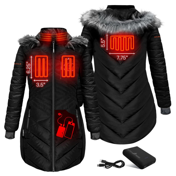 ActionHeat Cincinnati Bengals 5V Women's Long Puffer Battery Heated Jacket