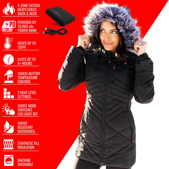 ActionHeat Cincinnati Bengals 5V Women's Long Puffer Battery Heated Jacket