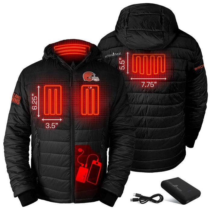 ActionHeat Cleveland Browns 5V Men's Puffer Battery Heated Jacket