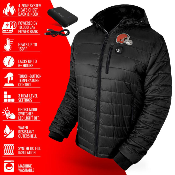 ActionHeat Cleveland Browns 5V Men's Puffer Battery Heated Jacket