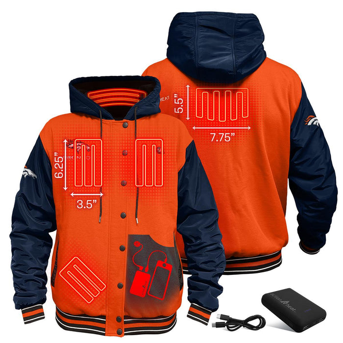 ActionHeat Denver Broncos 5V Battery Heated Varsity Jacket