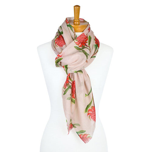 Australiana Gifts Co - Beige Waratah Scarf - 9