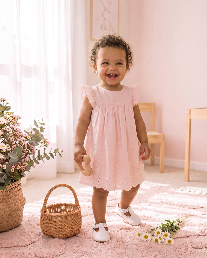 Bebe - Chelsea Broderie Hem Dress - Pink