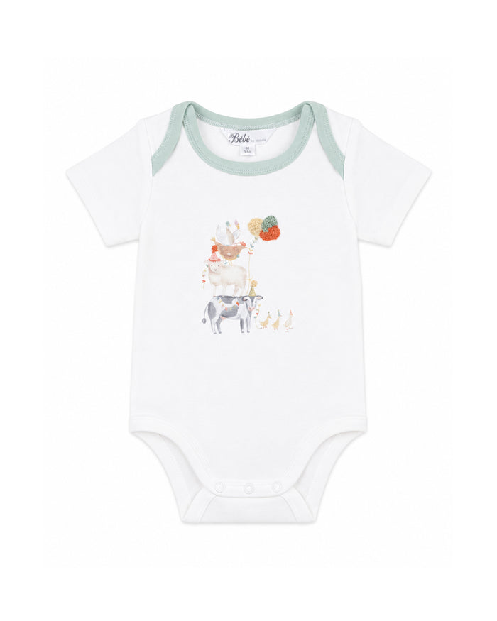 Bebe - Scout Organic Animal Stack Bodysuit - Cloud
