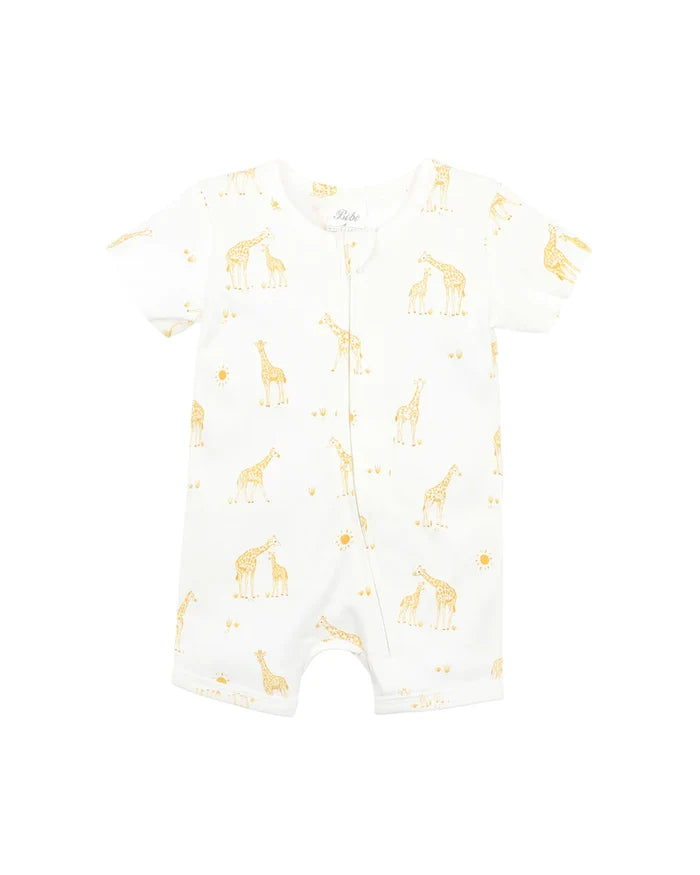Bebe - White Label - Giraffe Organic Short Sleeve Romper