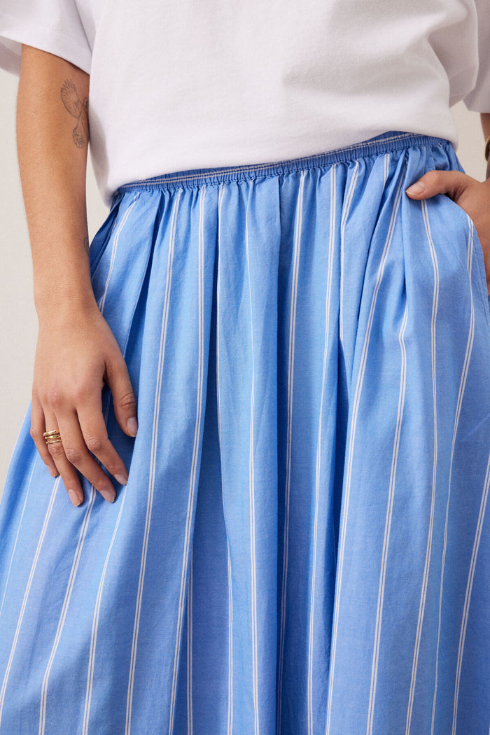 Ceres Life - Florence Maxi Skirt - Oxford Blue White Stripe