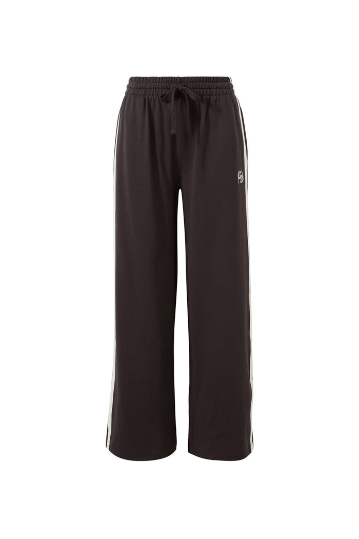 Ceres Life - Gigi Wide Leg Terry Trackpant - Phantom Side Stripe