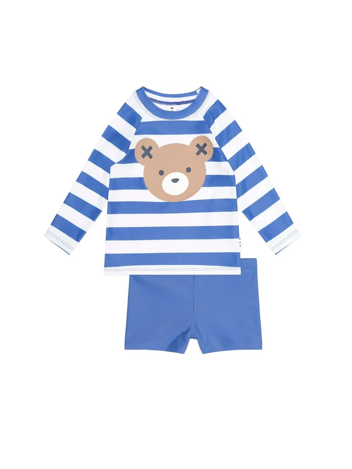Ceres Life - Stripe Huxbear 2PC Swim Set - Cobalt / Almond Milk