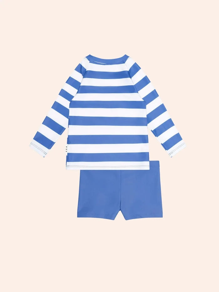 Ceres Life - Stripe Huxbear 2PC Swim Set - Cobalt / Almond Milk