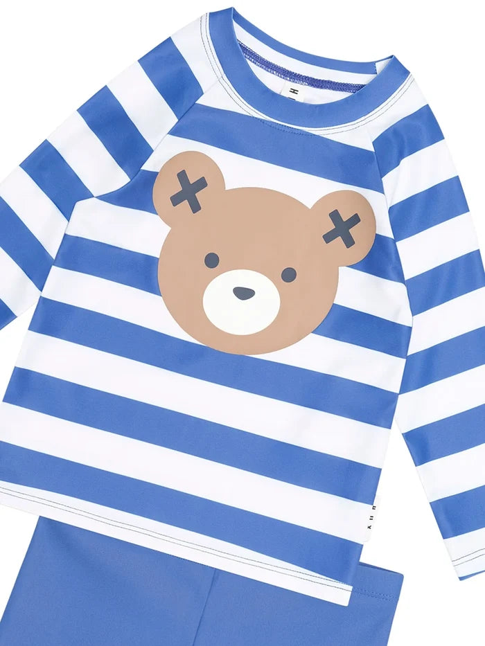 Ceres Life - Stripe Huxbear 2PC Swim Set - Cobalt / Almond Milk