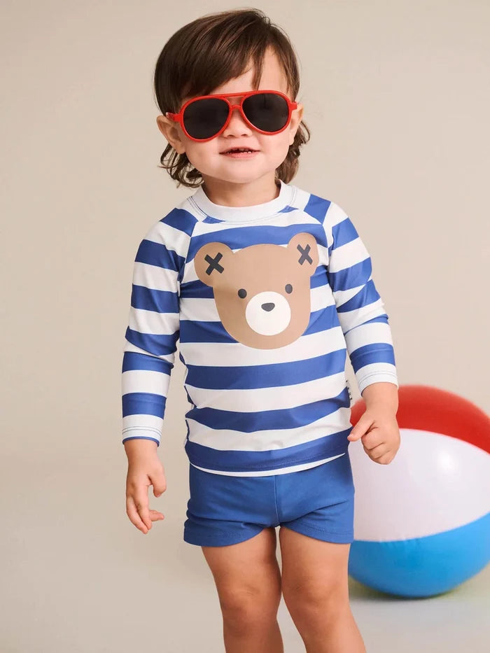 Ceres Life - Stripe Huxbear 2PC Swim Set - Cobalt / Almond Milk
