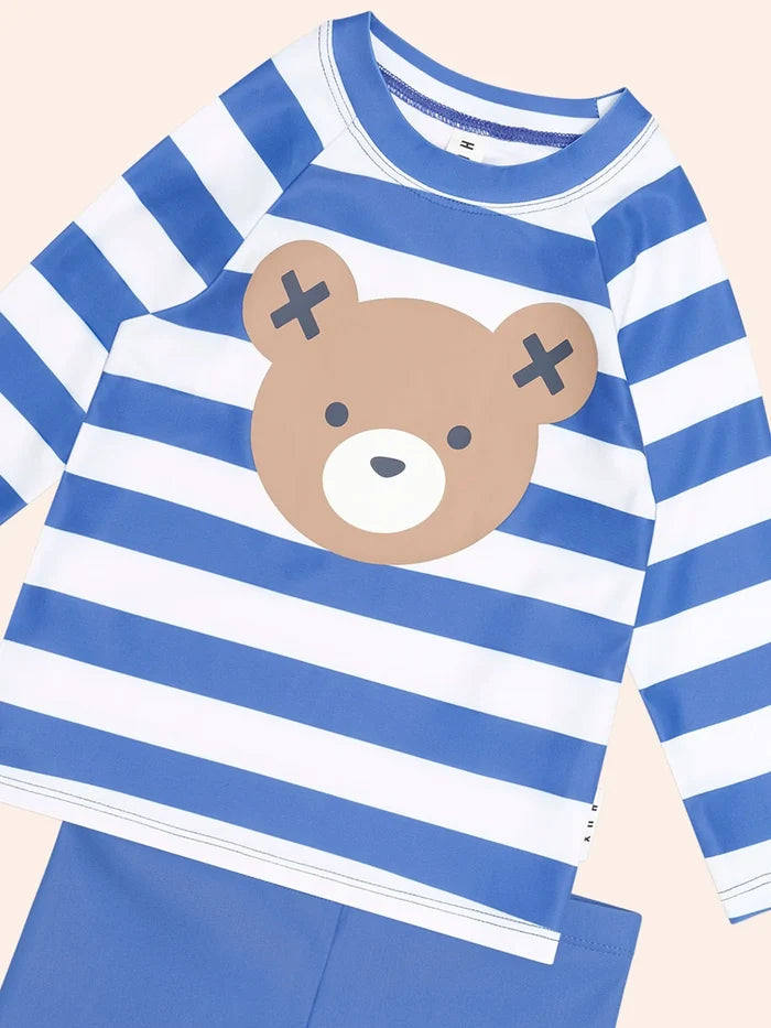 Ceres Life - Stripe Huxbear 2PC Swim Set - Cobalt / Almond Milk