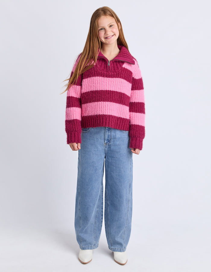 Eve Girl - Daria 1/4 Zip Knit - Cranberry