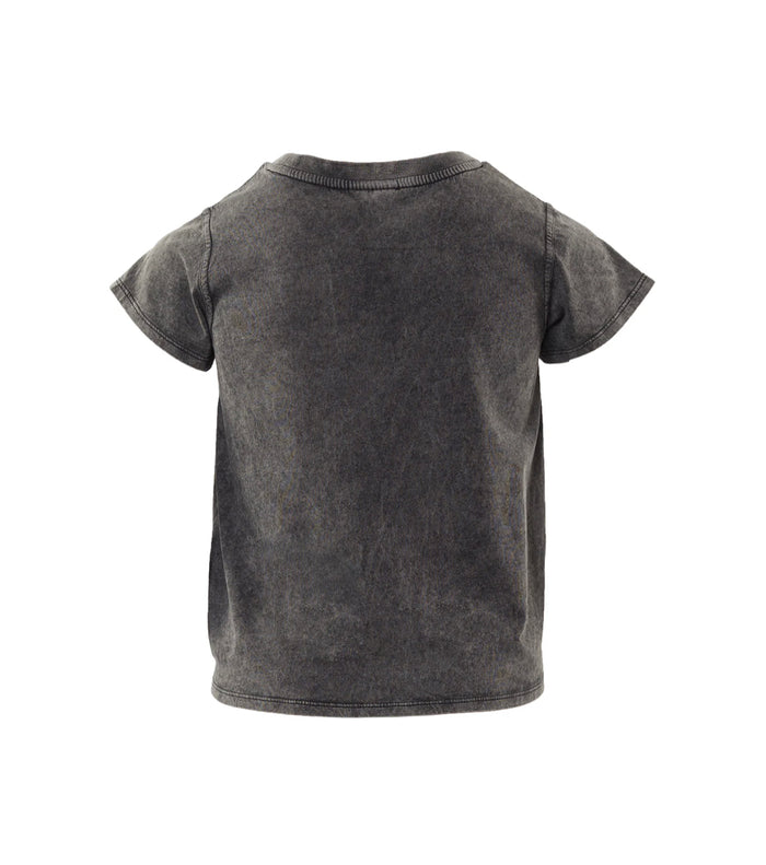 Eve Girl - Tie Front Tee - Washed Black - Staples(8-16)