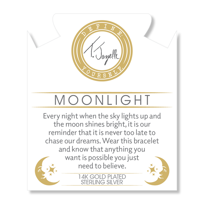 Gold Charm Collection - Robins Egg Agate Gemstone Bracelet with Moonlight Gold Charm