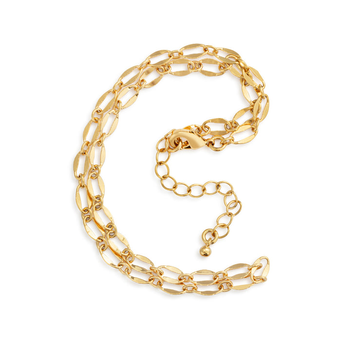Gold Mirror Oval Chain Necklace 14in