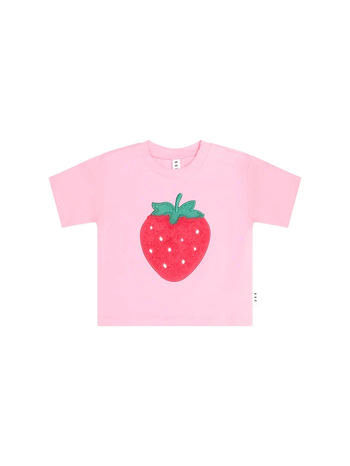 Huxbaby - Furry Strawberry Slouchy Tee - Strawberry Creme
