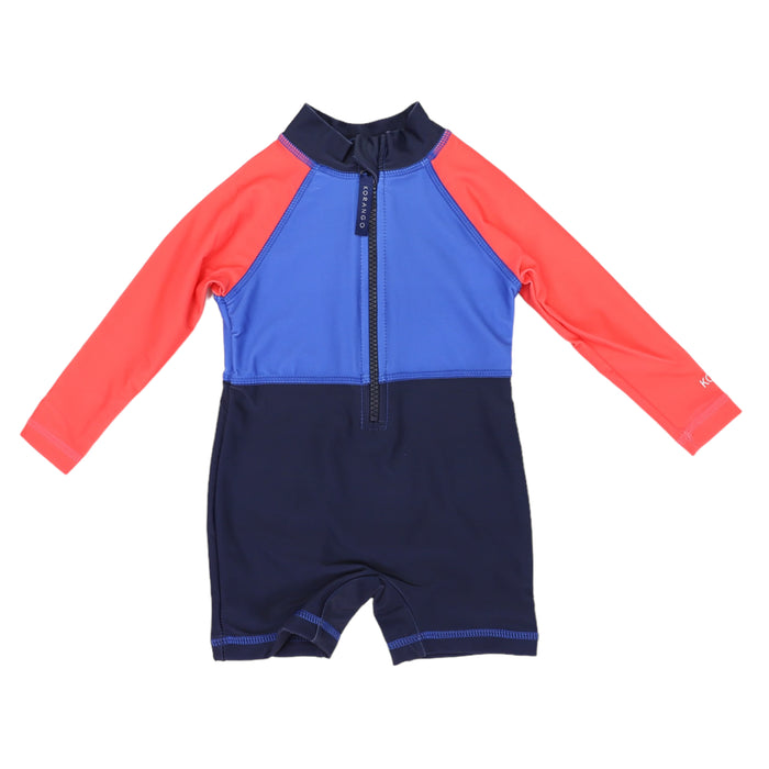 Korango - Contrast Long Sleeve Zip Swim Sunsuit - Red/Navy