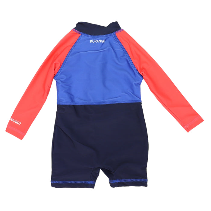 Korango - Contrast Long Sleeve Zip Swim Sunsuit - Red/Navy
