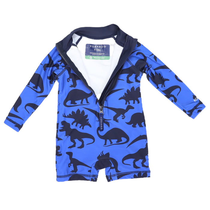 Korango - Dinosaur Long Sleeve Zip Swim Sunsuit - Blue/Navy