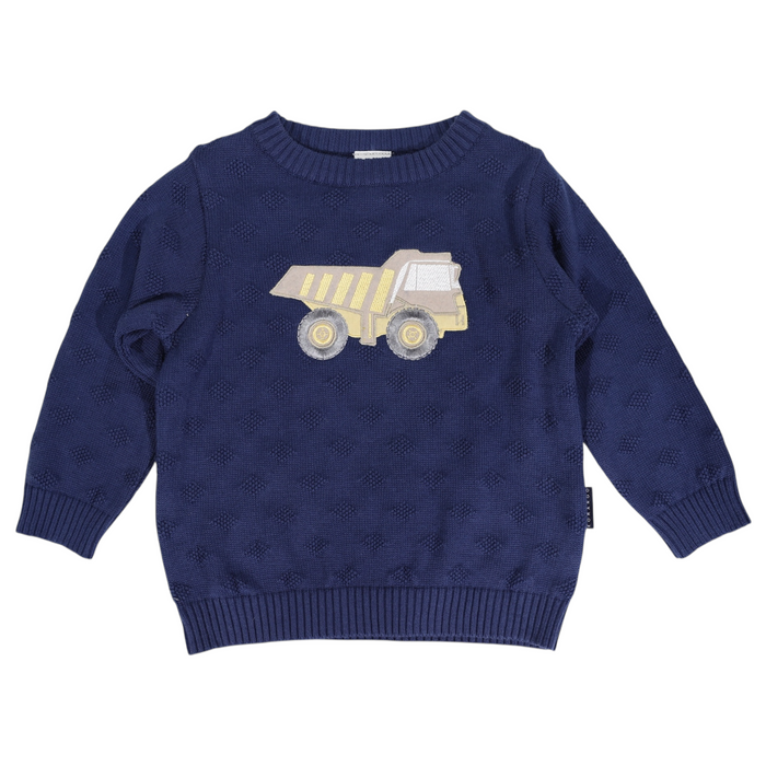 Korango - Truck Applique Knit Sweater - Navy