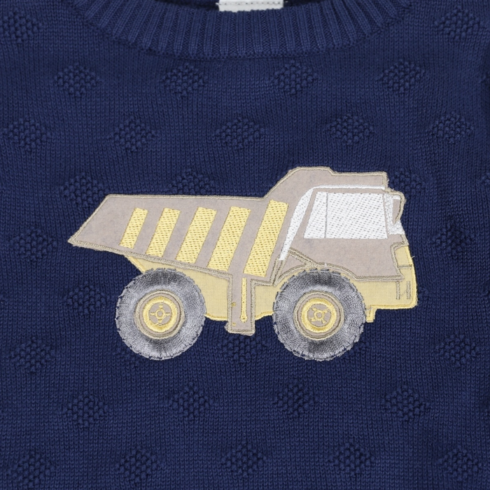 Korango - Truck Applique Knit Sweater - Navy