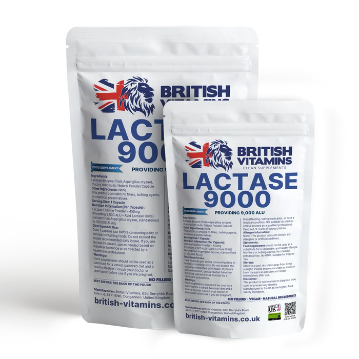 British Vitamins Lactase 9000 food supplement 90 capsules digestive support natural enzyme