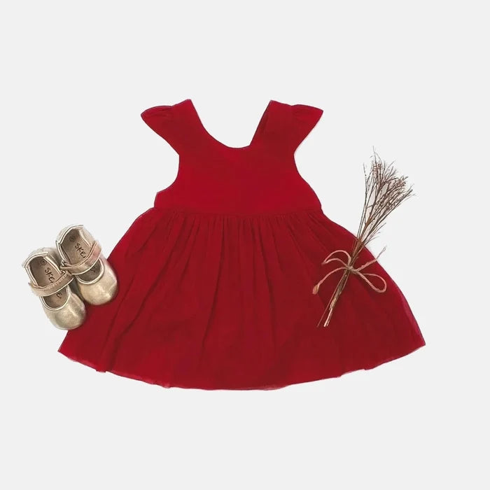 Love Henry - Baby Girls Lottie Dress - Red Linen