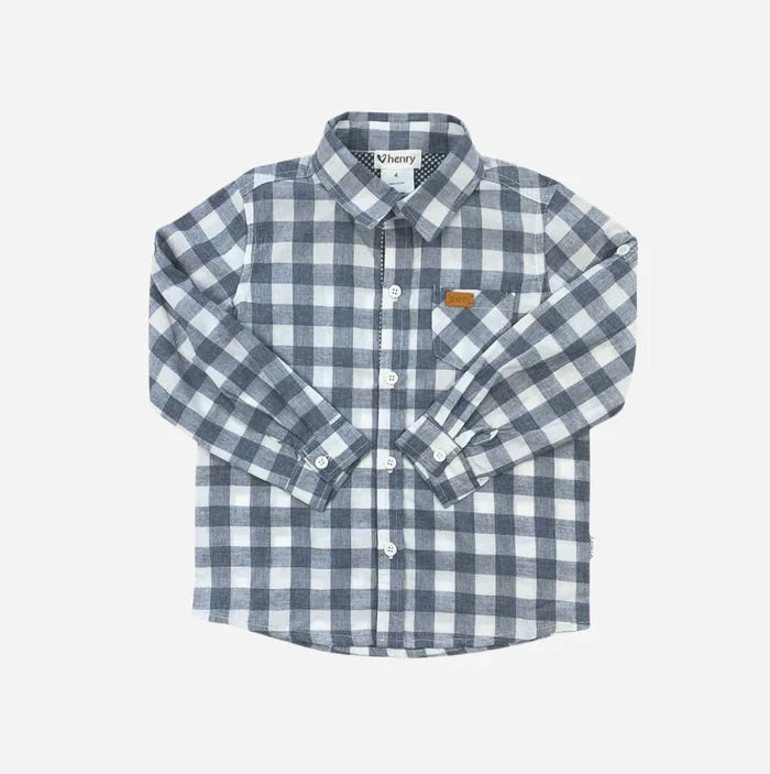 Love Henry - Boys Dress Shirt - Large Blue Check