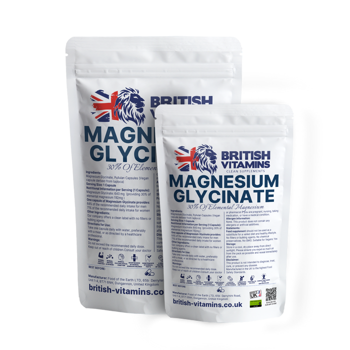 Magnesium Glycinate 640mg - 30% Elemental Magnesium - BritishVitaminsuk