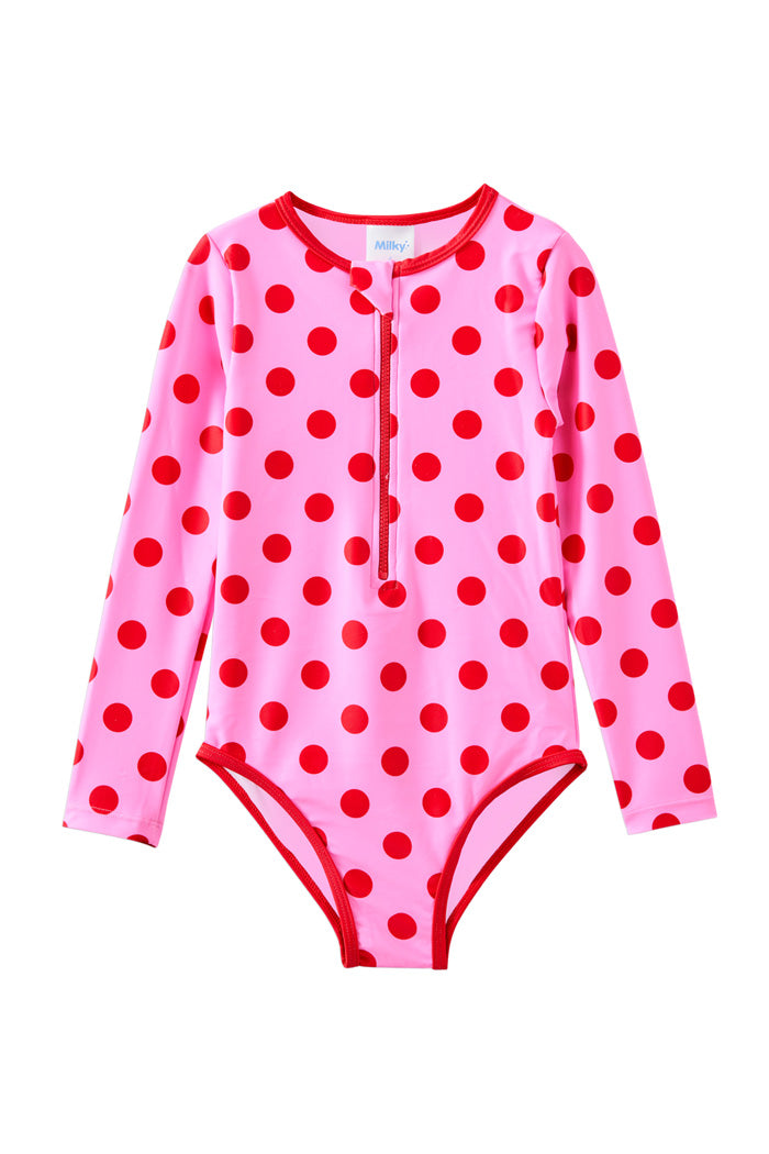 Milky - Polka Dot L/S Swimsuit - Multi