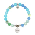 Multi Blue Jade Gemstone Bracelet with Endless Love Godmother Sterling Silver Charm