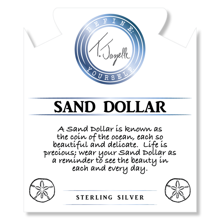 Multi Blue Jade Gemstone Bracelet with Sand Dollar CZ Sterling Silver Charm
