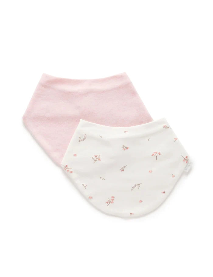 Purebaby - 2 Pack Essential Dribble Bib - Vanilla Blossom